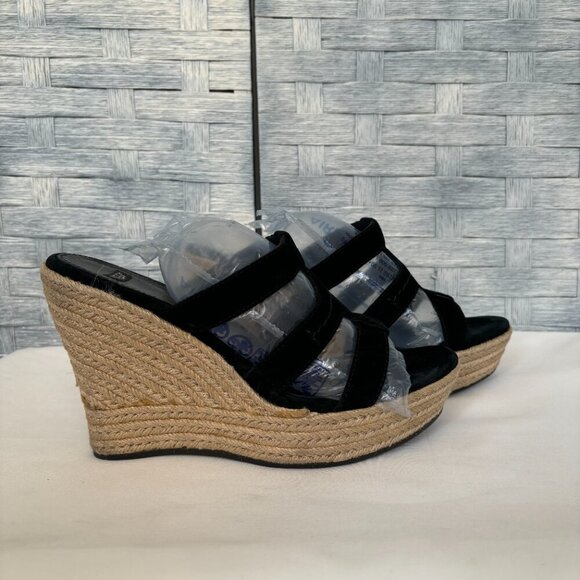 UGG Australia Tawnie Platform Wedge Leather Black Suede sz 9.5 - Picture 5 of 8
